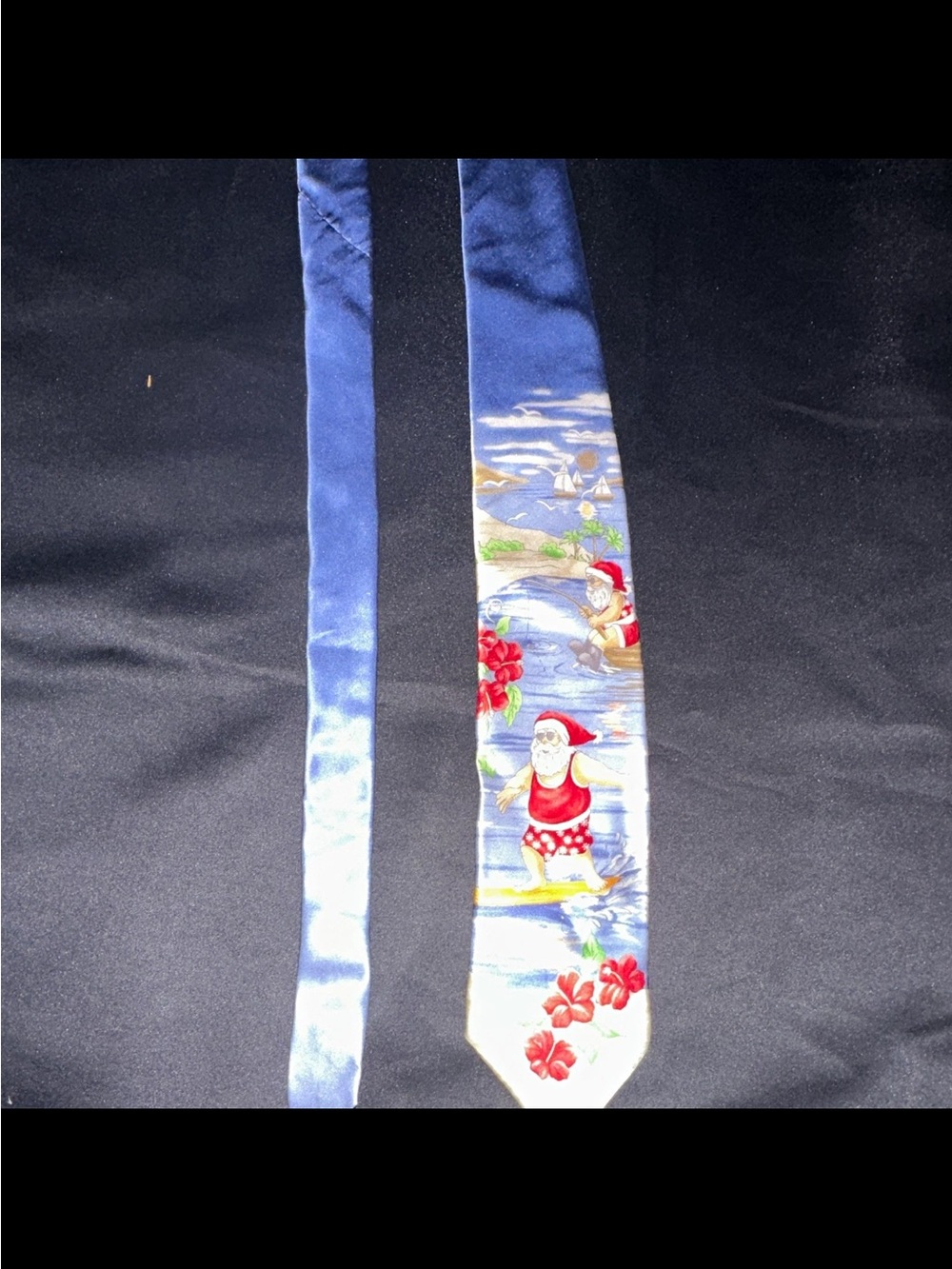 Blue Hawaiian Santa Surf Novelty Tie - Unbranded